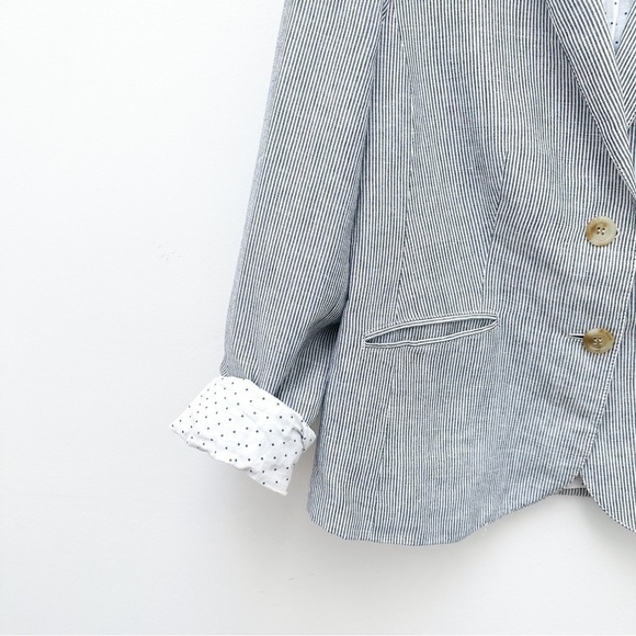 Talbots Linen Blend Striped Blazer - Picture 7 of 8